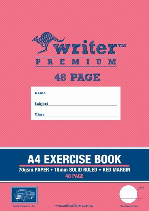 Writer Exercise Book Premium A4 - 18mm Ruled + Margin 48pg: Bus (Pack of 20)