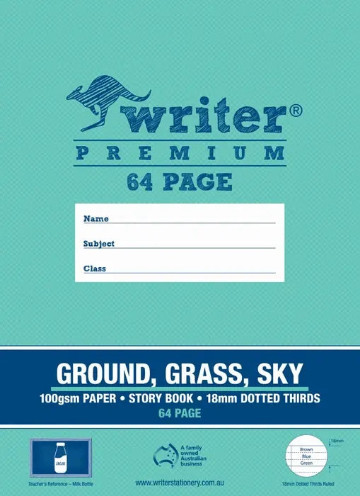 Writer Premium Story Book - 330x240mm Premium 18mm Dotted-Thirds: Ground, Grass, Sky