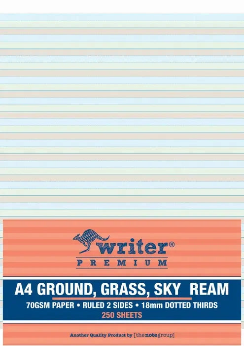 Writer Exam Paper - A4 70gsm 18mm Dotted-Thirds (Portrait): Ground/Grass/Sky (Pack of 250)
