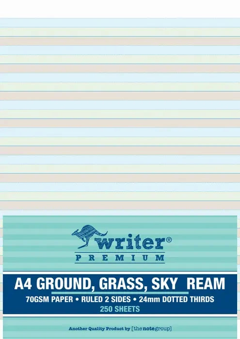 Writer Exam Paper - A4 70gsm 24mm Dotted-Thirds (Portrait): Ground/Grass/Sky (Pack of 250)