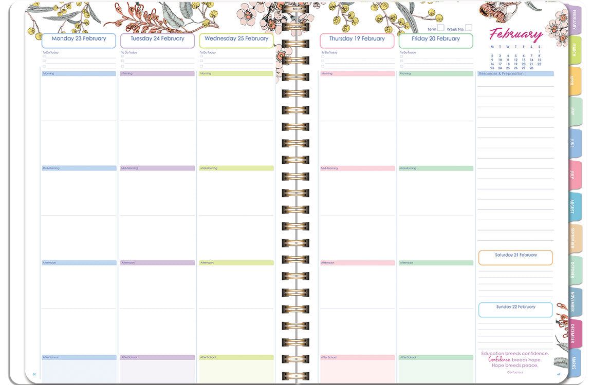 Deluxe Primary 6-Period Weekly Planner 2027 - Acacia - A4, Wiro Bound — Createl 2525D — image 2