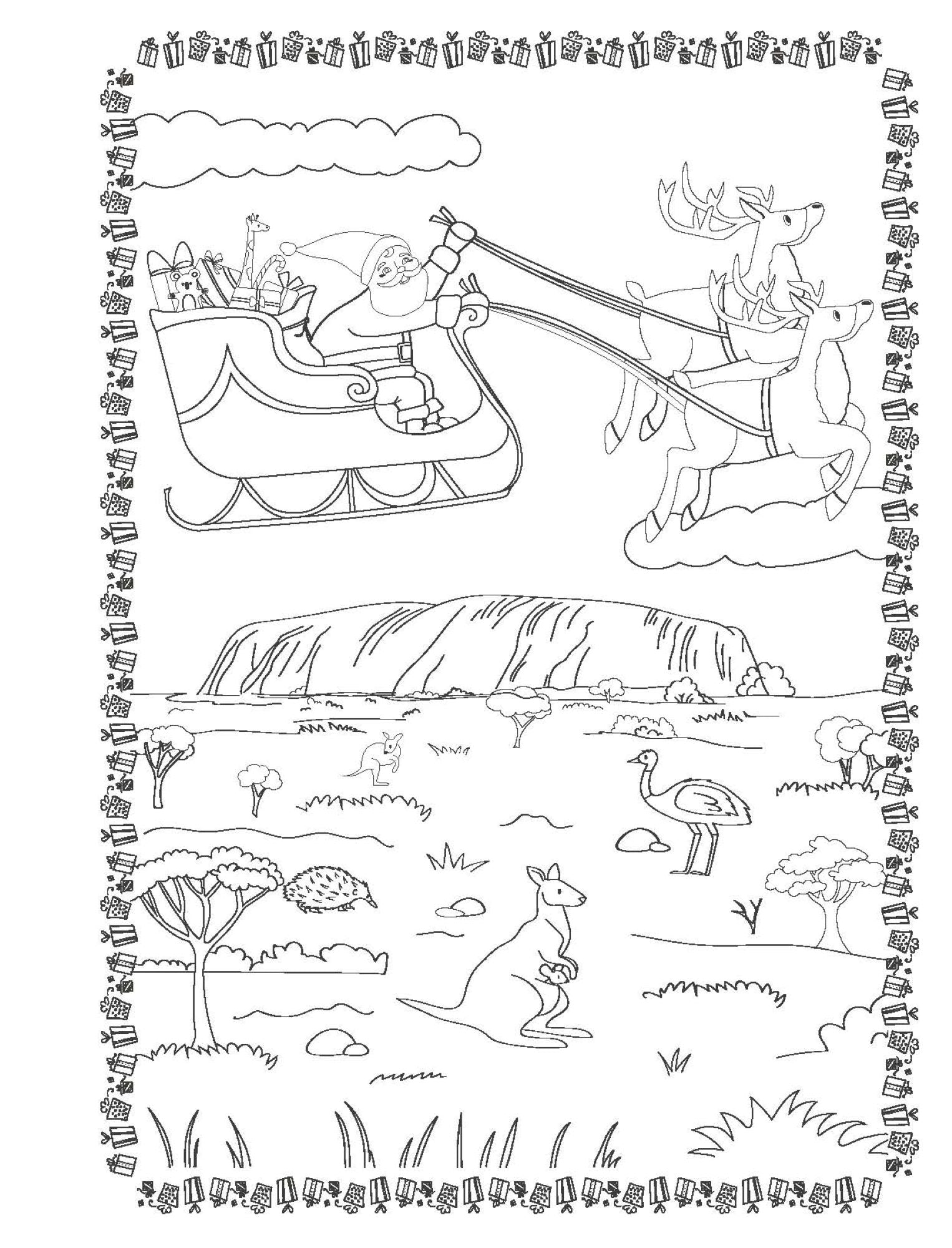 Santa Comes to Australia Paint with Glitter — inside page 1