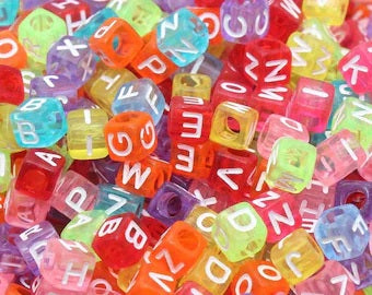 Alphabet Cube Beads Coloured Small (5mm) 100g