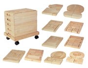 Wooden Unit Blocks Set & Trolley - 192 Pieces
