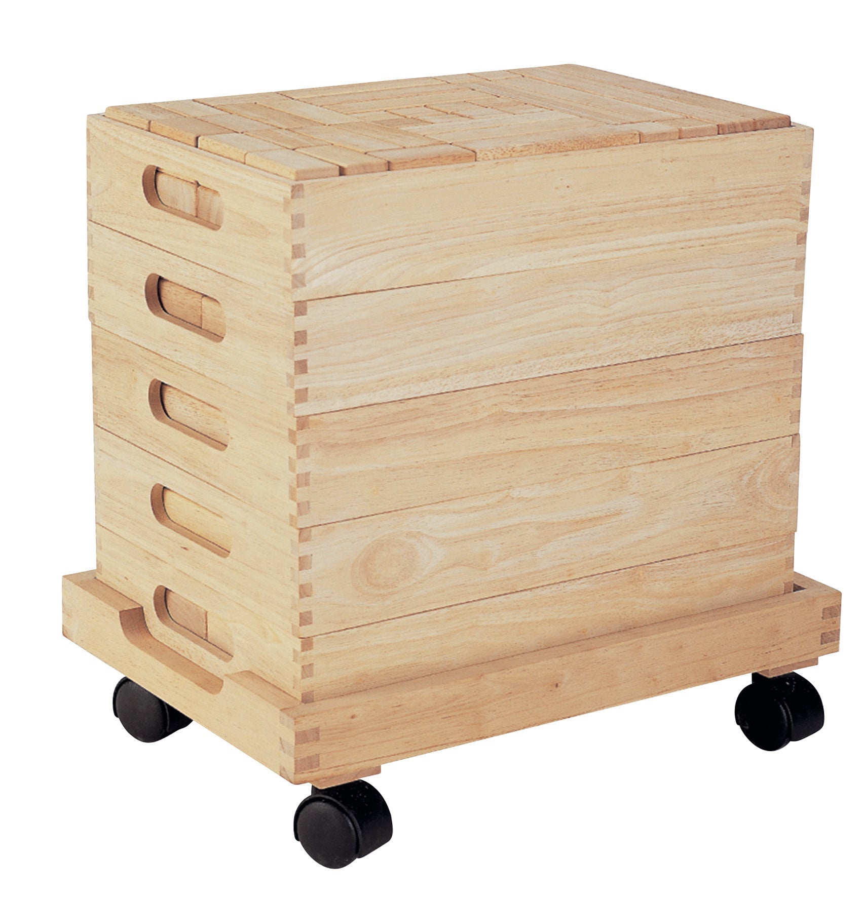 Wooden Unit Blocks Set & Trolley - 192 Pieces