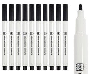 Whiteboard Marker Thin - Black: Pack of 10