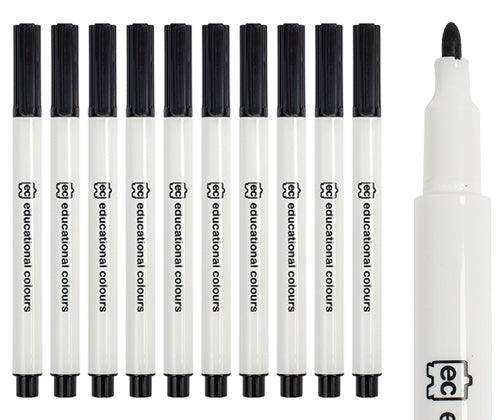 Whiteboard Marker Thin - Black: Pack of 10