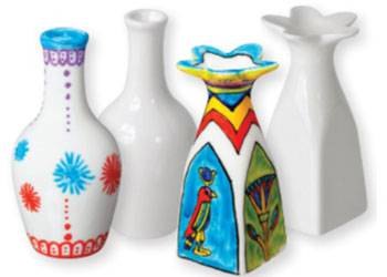 Ceramic Vases - 2 Designs: Pack of 6