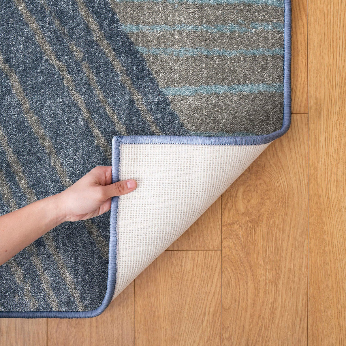 Blue Geometric Carpet - 274 x 183cm - view 2