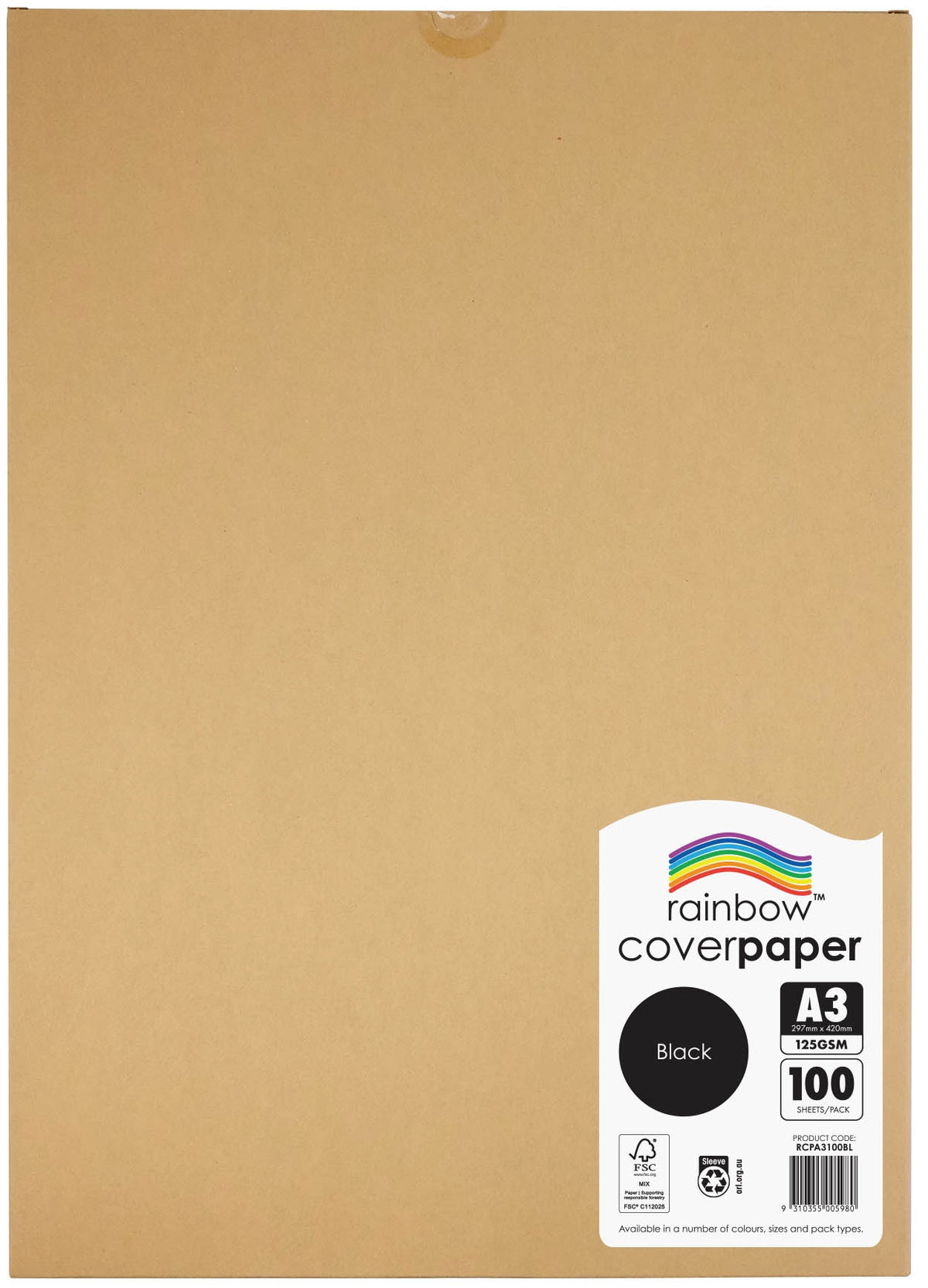 Rainbow Cover Paper (A3) - Black (Pack of 100) - view 2