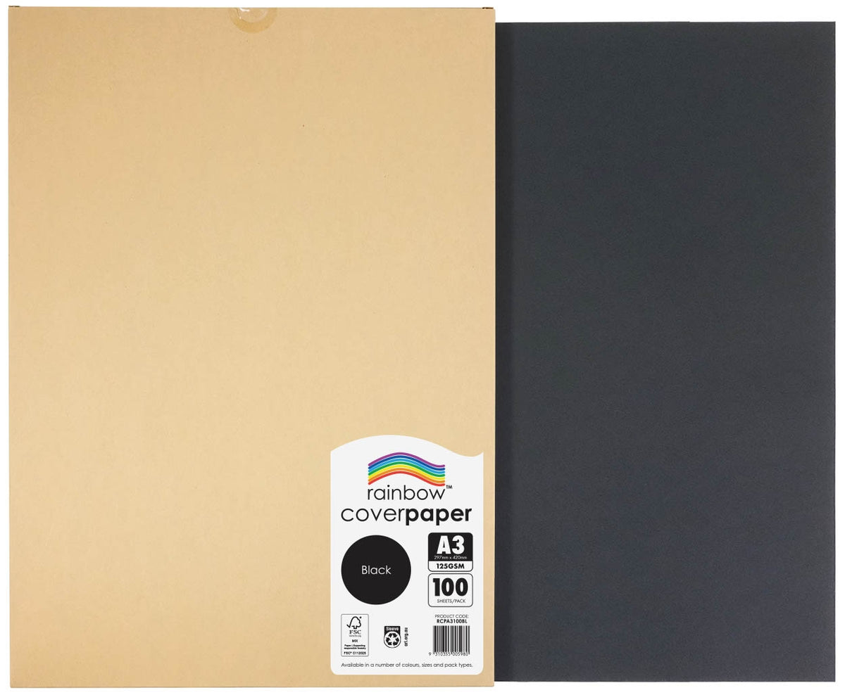 Rainbow Cover Paper (A3) - Black (Pack of 100)