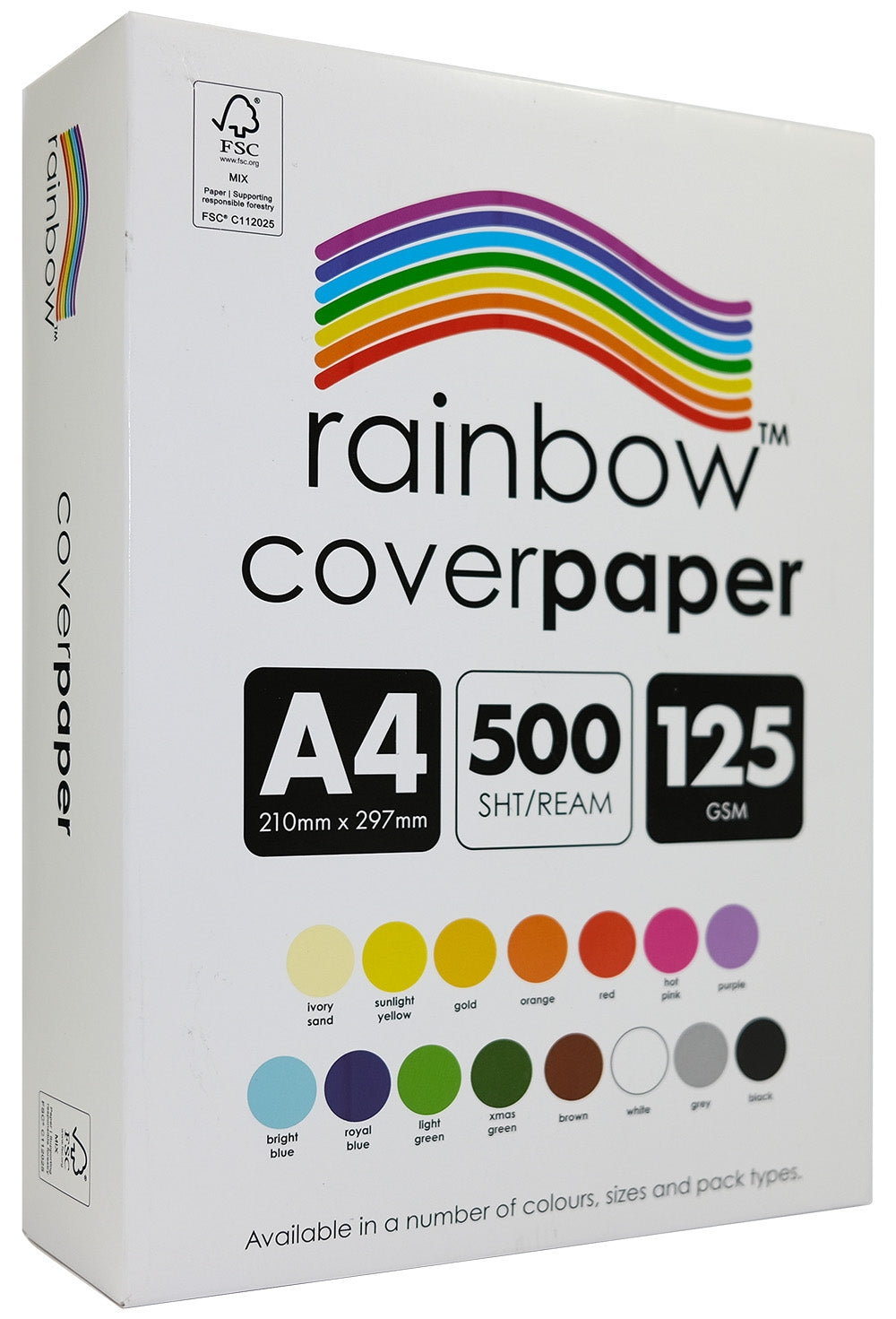 Rainbow Cover Paper (A4) - Assorted Colours (Ream of 500) - view 2