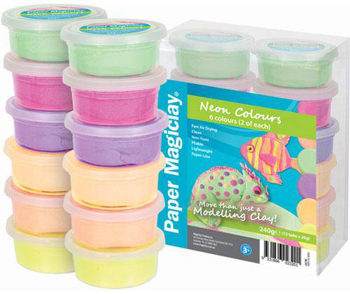Paper Magiclay Neon - 240g Pack of 12