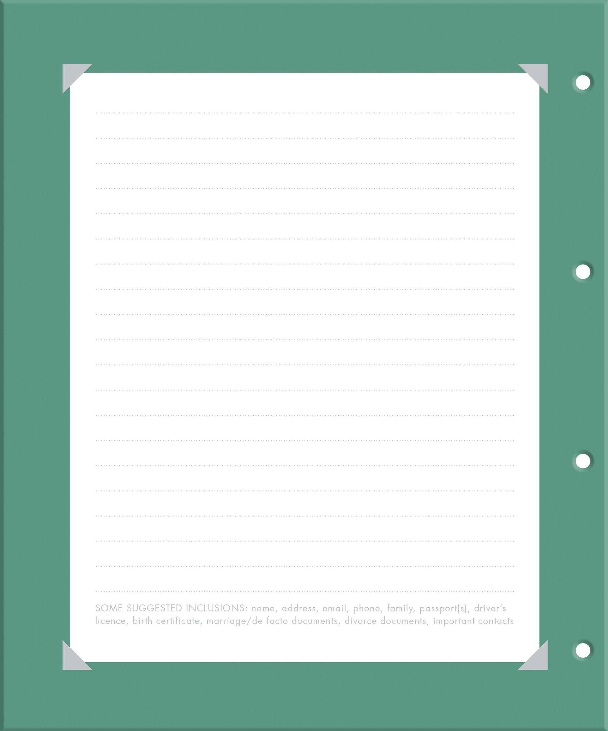 Just In Case - Document Folio — inside page 4