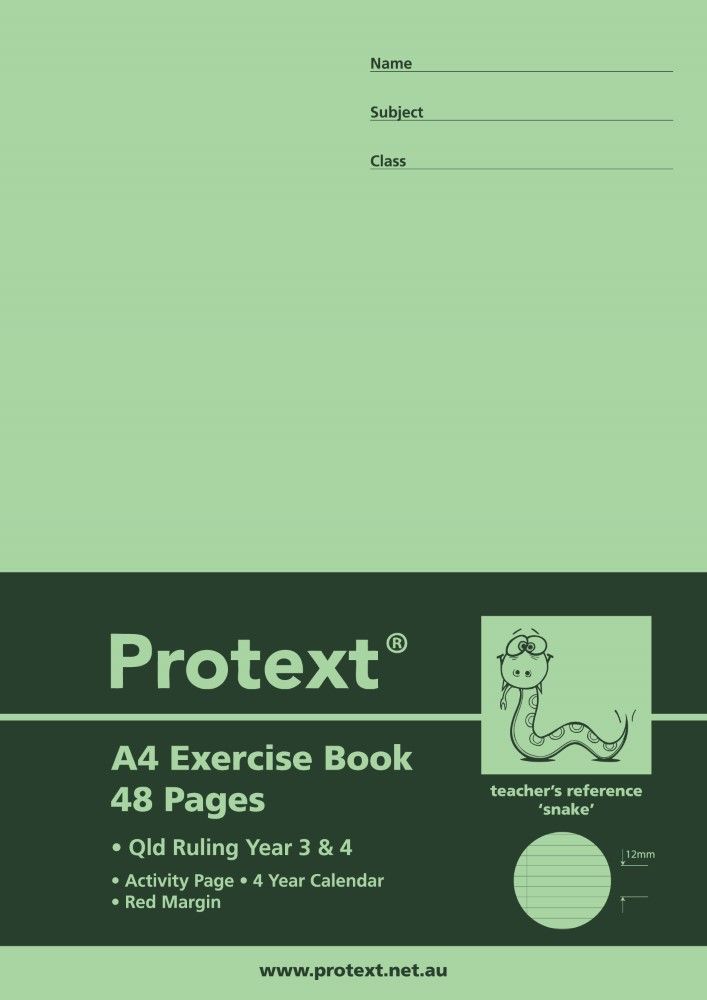 Protext A4 48pg Qld Yr3/4 Exercise Book (Pack of 20)