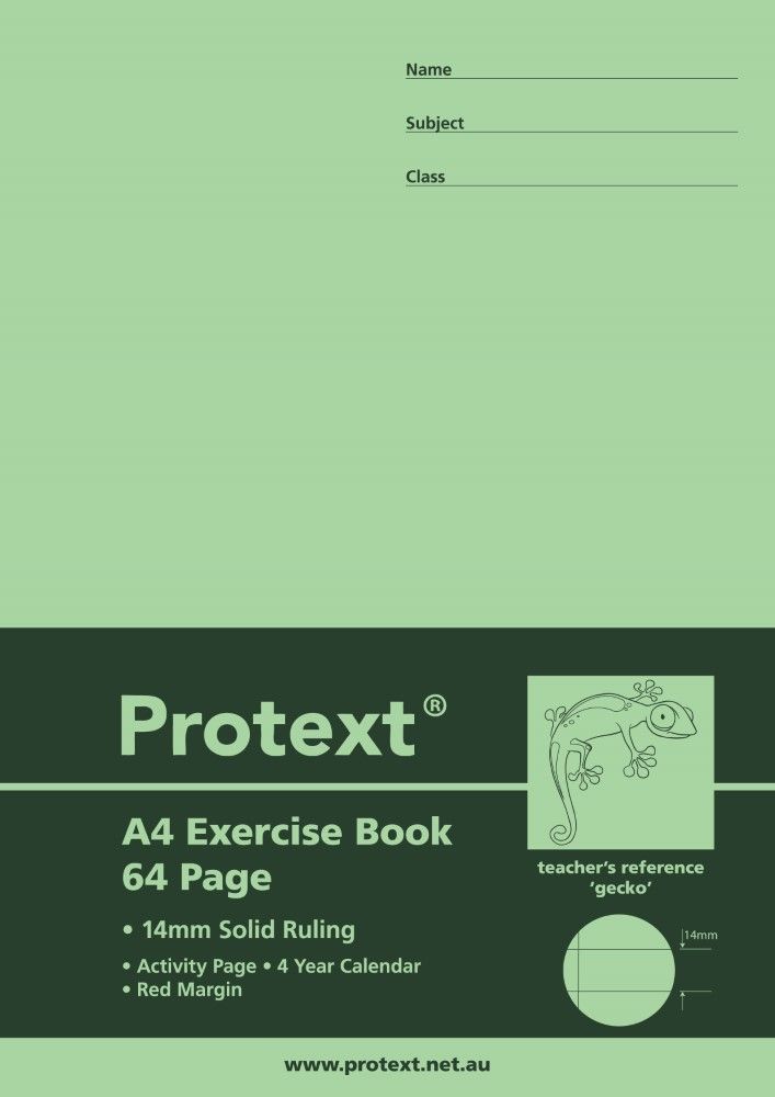 Protext A4 64pg 14mm Solid Ruled Exercise Book (Pack of 20)