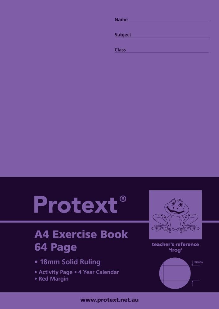 Protext A4 64pg 18mm Solid Ruled Exercise Book (Pack of 20)
