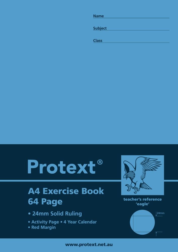 Protext A4 64pg 24mm Solid Ruled Exercise Book (Pack of 20)