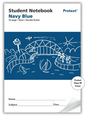 Protext Navy Blue 32pg 4mm Double Ruled Student Notebook (Pack of 20)