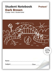 Protext Dark Brown 32pg 6mm Double Ruled Student Notebook (Pack of 20)