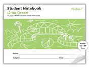Protext Lime Green 32pg 8mm Double Ruled/Guide Student Notebook (Pack of 20)
