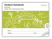 Protext Khaki 32pg 12mm Double Ruled/Guide Student Notebook (Pack of 20)