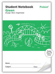 Protext Green 64pg 8mm Single Ruled Student Notebook (Pack of 20)