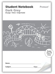 Protext Dark Grey 64pg 10mm Single Ruled Student Notebook (Pack of 20)