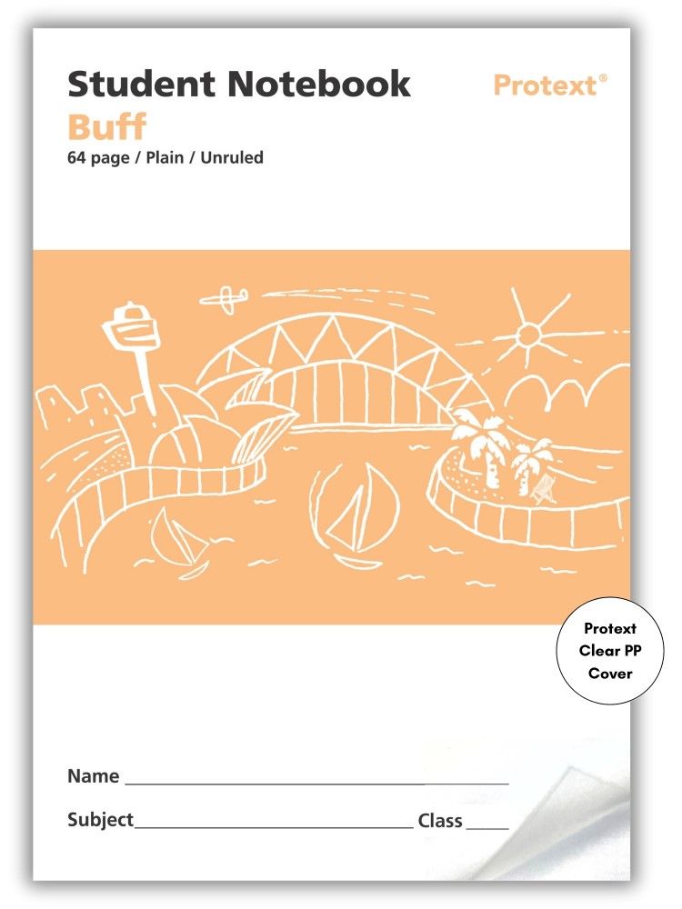 Protext Buff 64pg Plain Student Notebook (Pack of 20)