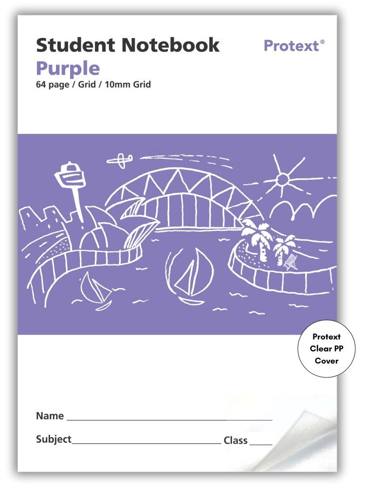 Protext Purple 64pg 10mm Grid Student Notebook (Pack of 20)