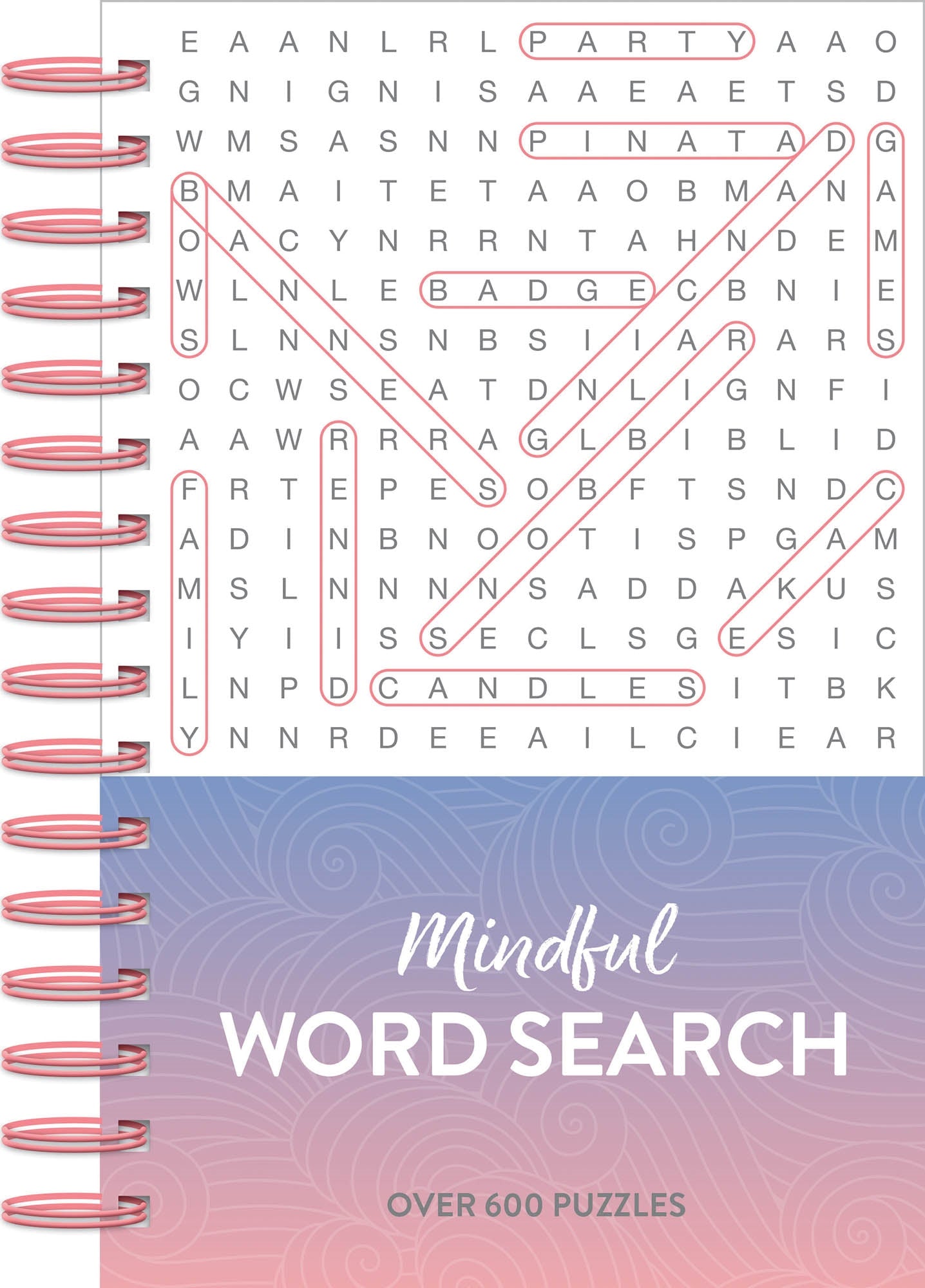Mindful 600 Puzzles - Word Search - Pink Ombre