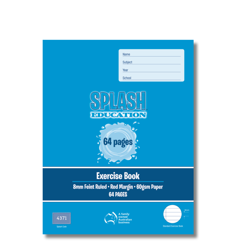 Splash 9*7 64pg 8mm Ruled Exercise Book (Pack of 20)