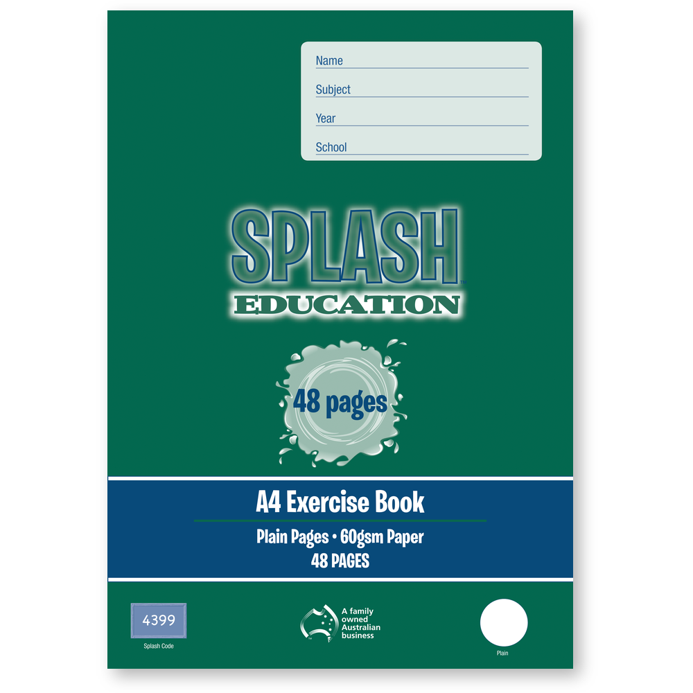 Splash A4 48pg Plain Exercise Book (Pack of 20)