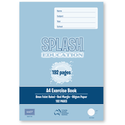 Splash A4 192pg 8mm Ruled Exercise Book (Pack of 5)