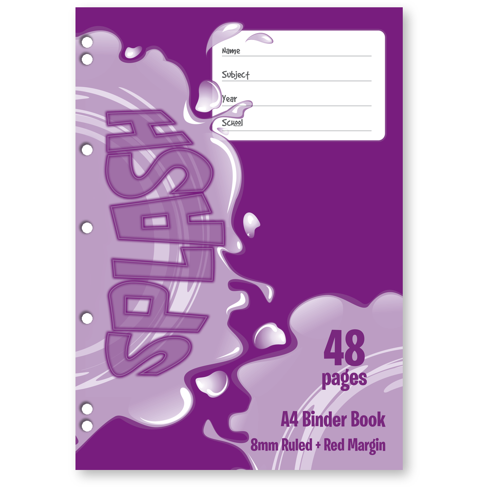 Splash A4 48pg 8mm Ruled Binder Book (Pack of 20)