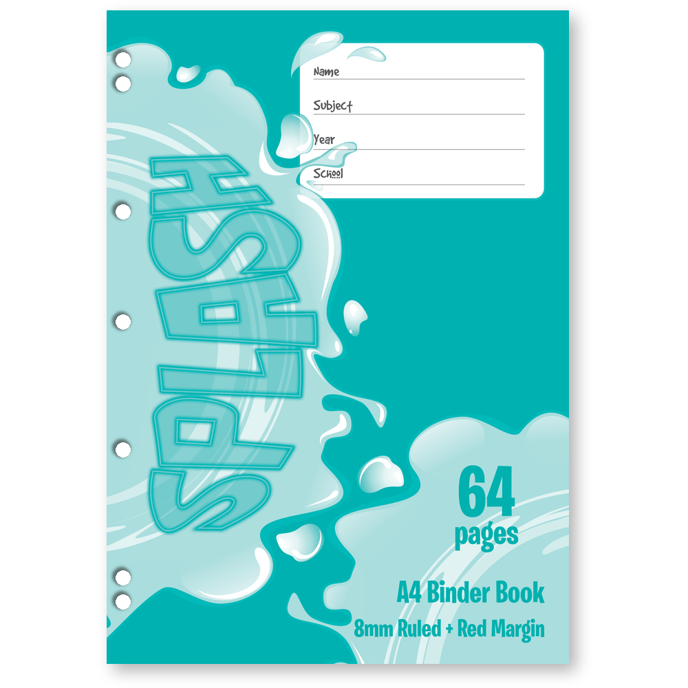 Splash A4 64pg 8mm Ruled Binder Book (Pack of 20)
