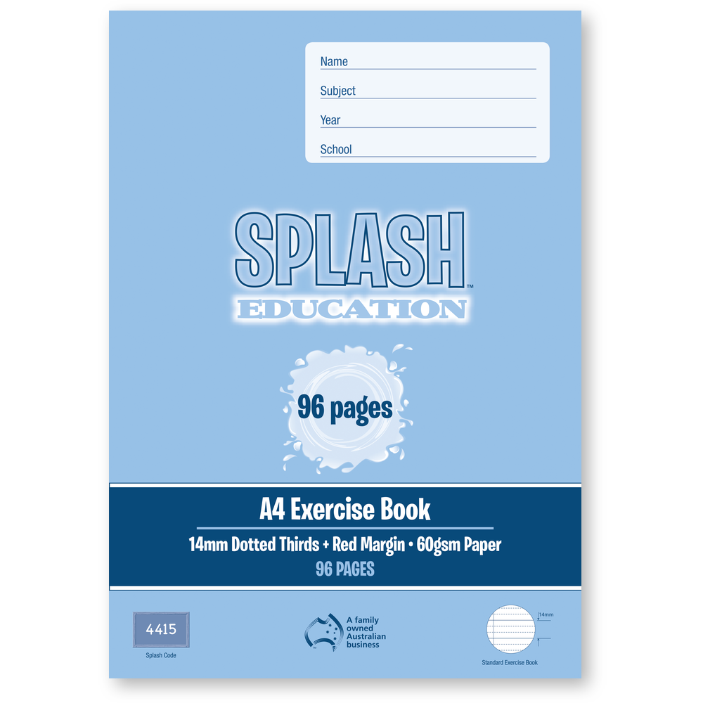 Splash A4 96pg 14mm D/T's Ex Book (Pack of 10)