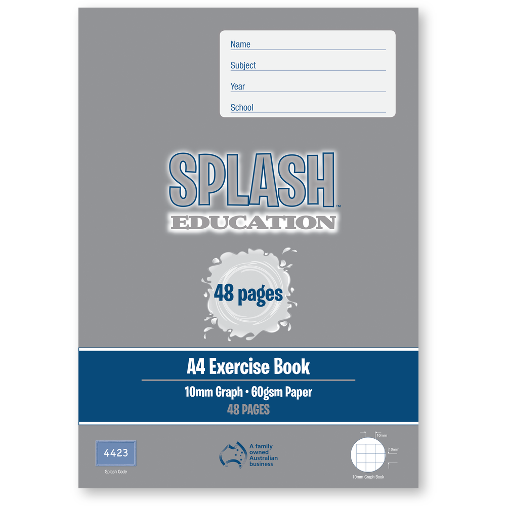 Splash A4 48pg 10mm Graph Book (Pack of 20)