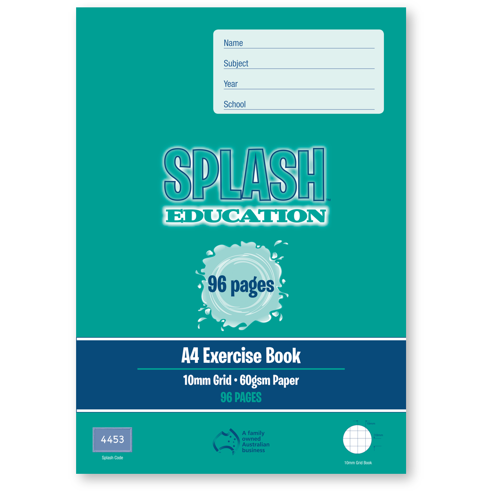 Splash A4 96pg 10mm Grid Book (Pack of 10)