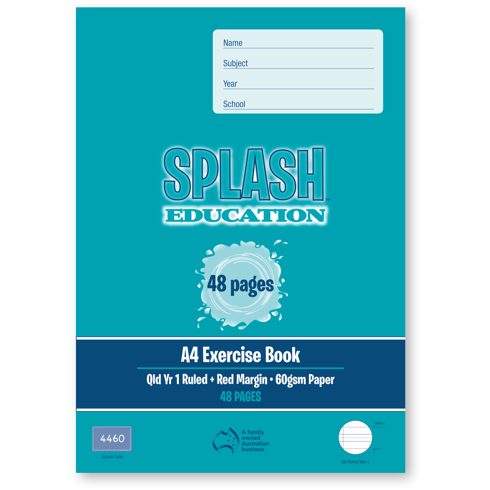 Splash A4 48pg Qld Yr1 Ruled Exercise Book (Pack of 20)
