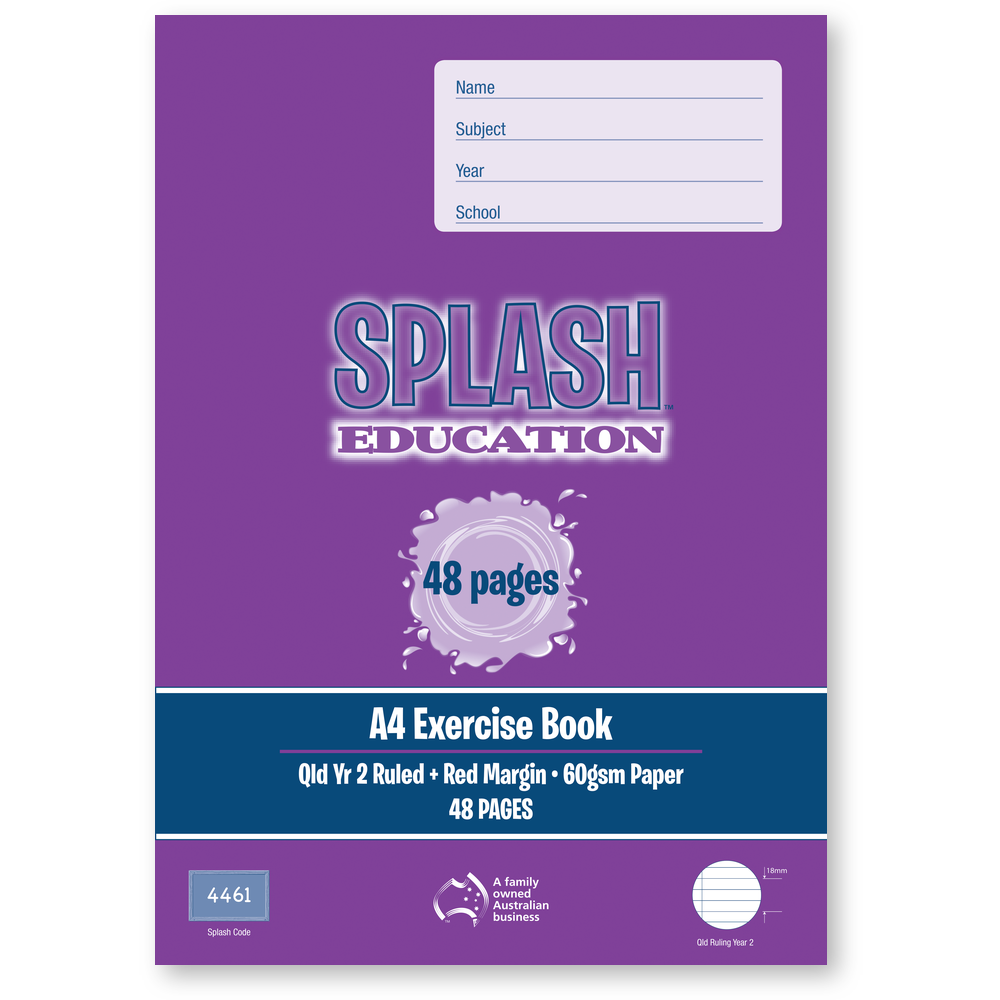 Splash A4 48pg Qld Yr2 Ruled Exercise Book (Pack of 20)