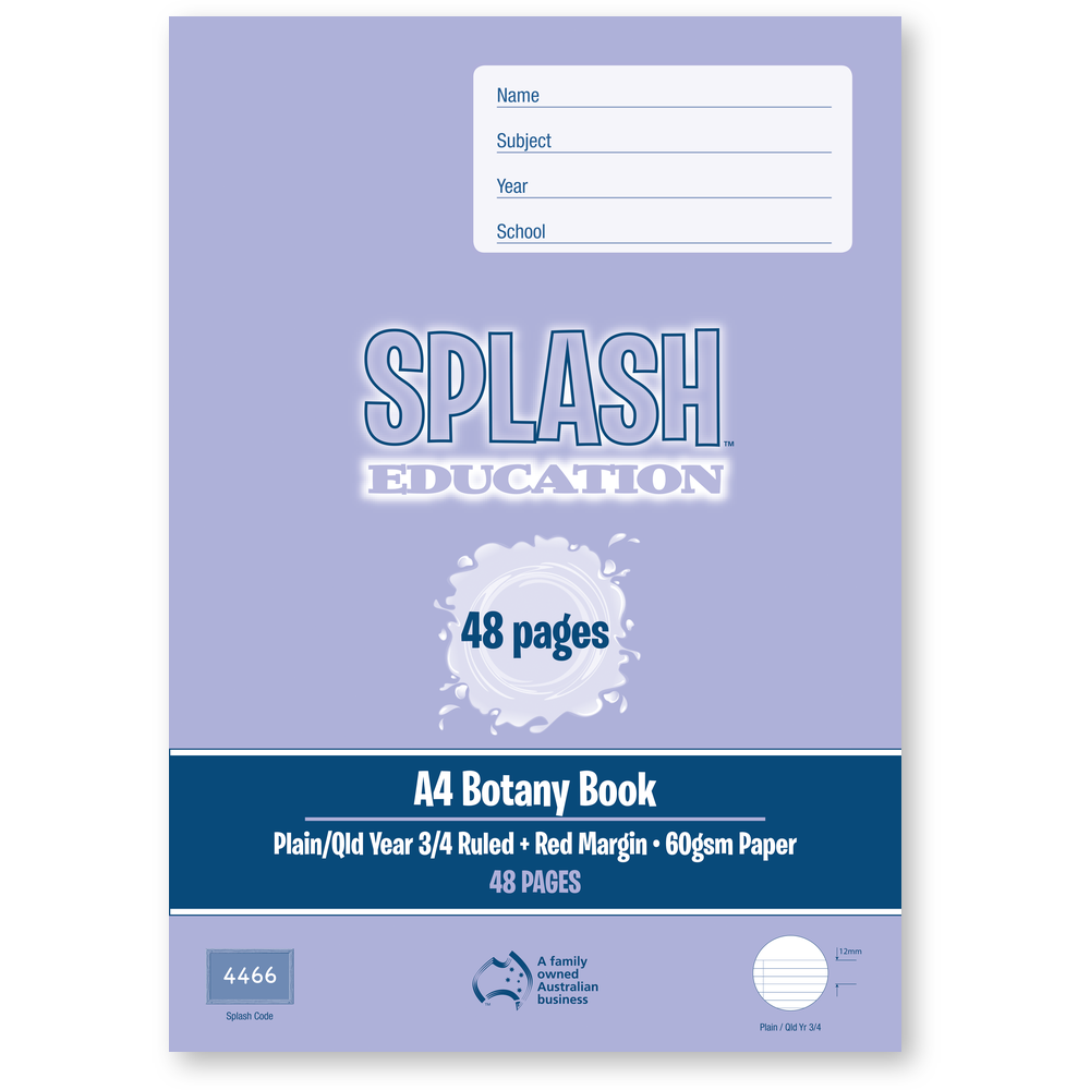 Splash A4 48pg Qld Yr3/4 Botany Book (Pack of 20)