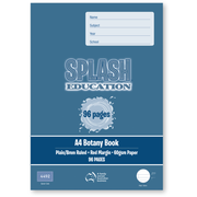 Splash A4 96pg Plain/8mm Ruled Botany Book (Pack of 10)