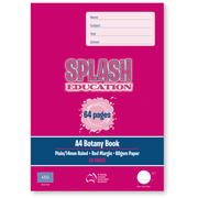 Splash A4 64pg Plain/14mm Ruled Botany Book (Pack of 20)