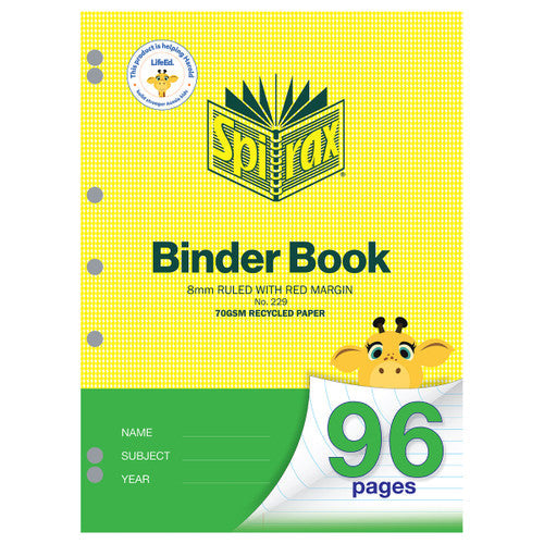 Spirax 229 Recycled Binder Book A4 96 Page 8mm Ruled (Pack of 10)
