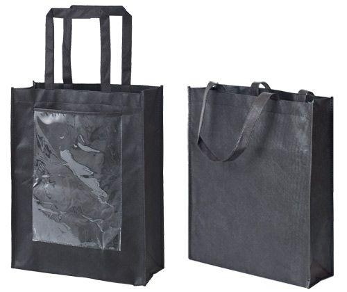 Black Eco Bags with Display Pocket - Small (Pack of 10)