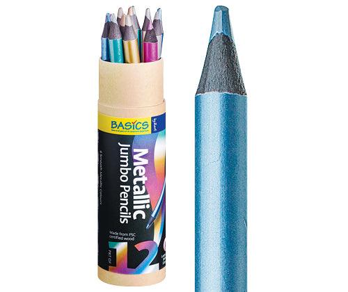 Basics - Jumbo Metallic Pencils (Pack of 12)