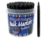 School Colours - Bulk Markers: Thick Black (Tub of 48)