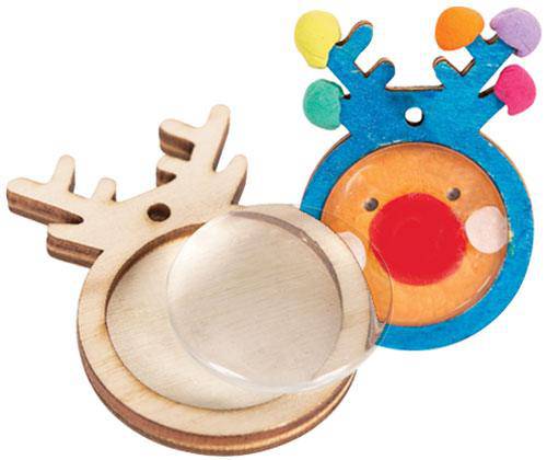Wooden Reindeer Pendants with Cabochon Pack of 10 - view 2