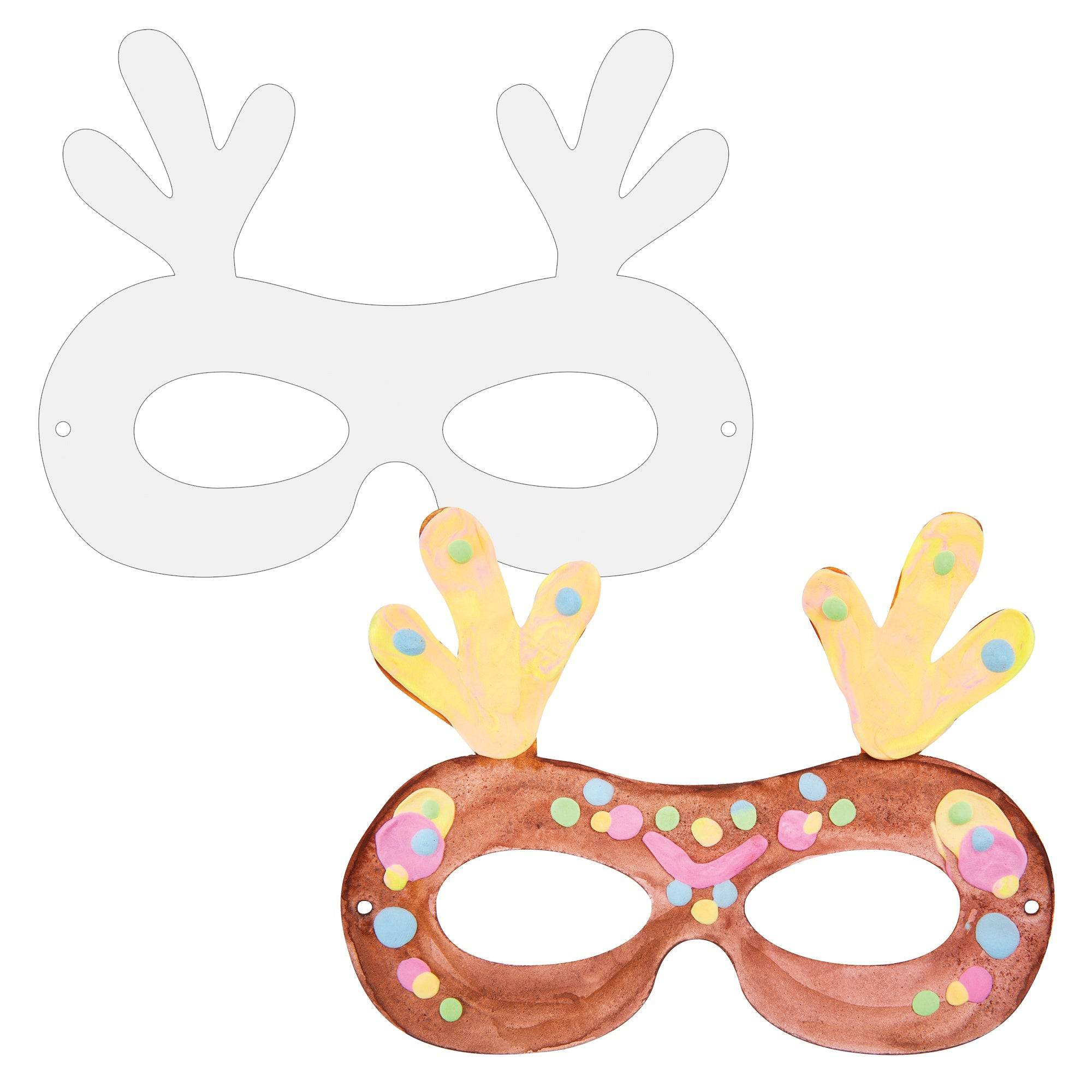Cardboard Reindeer Face Card Mask Pack of 20